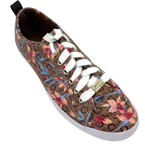 Guess NEW Goodlie Floral Patterned Coated Canvas Sneakers Lace-Up, Women’s Sz 10 - Picture 3 of 11